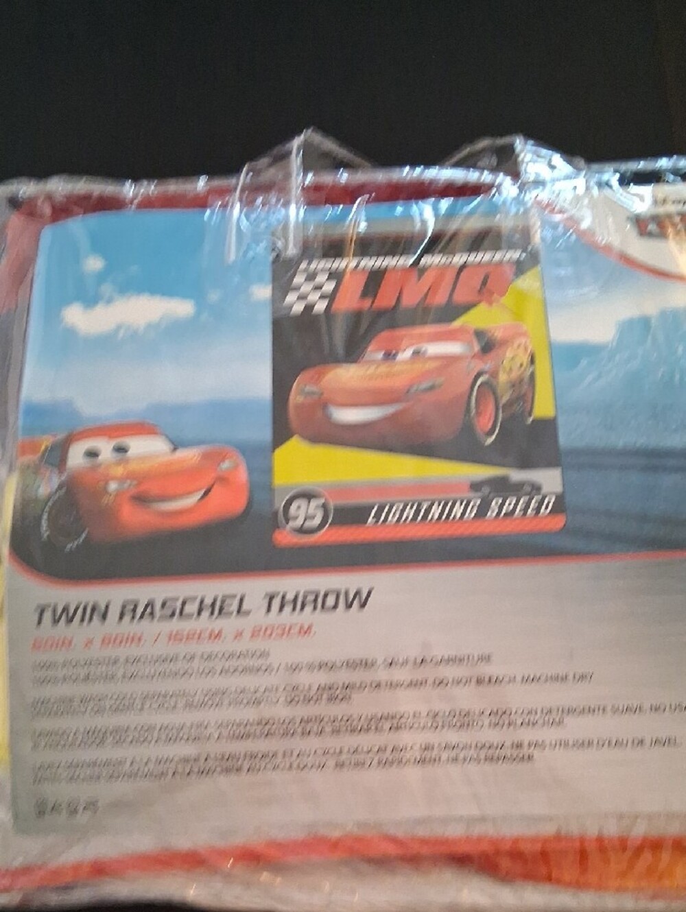 "Disney Pixar Cars Lightning McQueen Twin Raschel Blanket NWT Northwest" - Picture 5 of 6